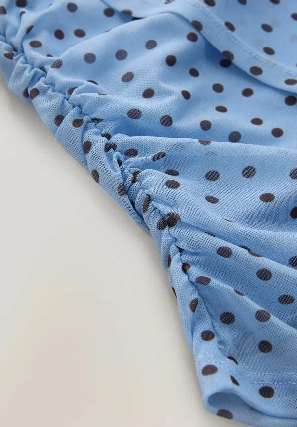 Топ Next, blue chocolate brown polka dot, синий шоколадно-коричневый в горошек — фото 2