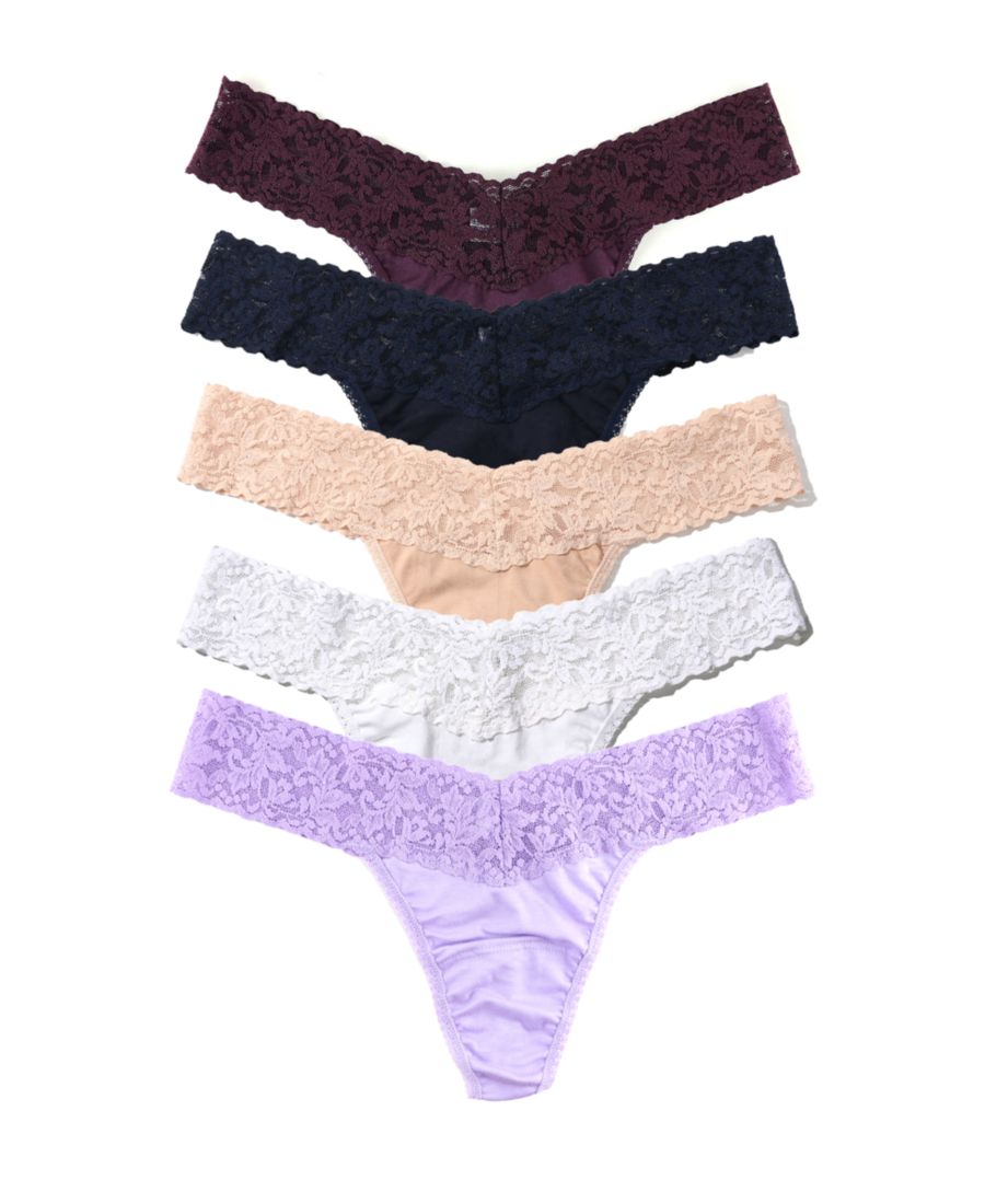 

Женские трусики-стринги с низкой посадкой, набор из 5 штук Hanky Panky, Plum Wine, Navy, Chai, White, French Lavender