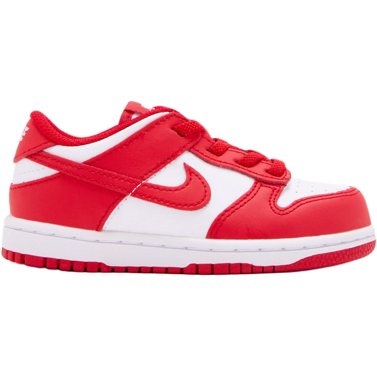 Nike Dunk Abrasion Resistant Low Top детские туфли красный белый для малышей — фото 3