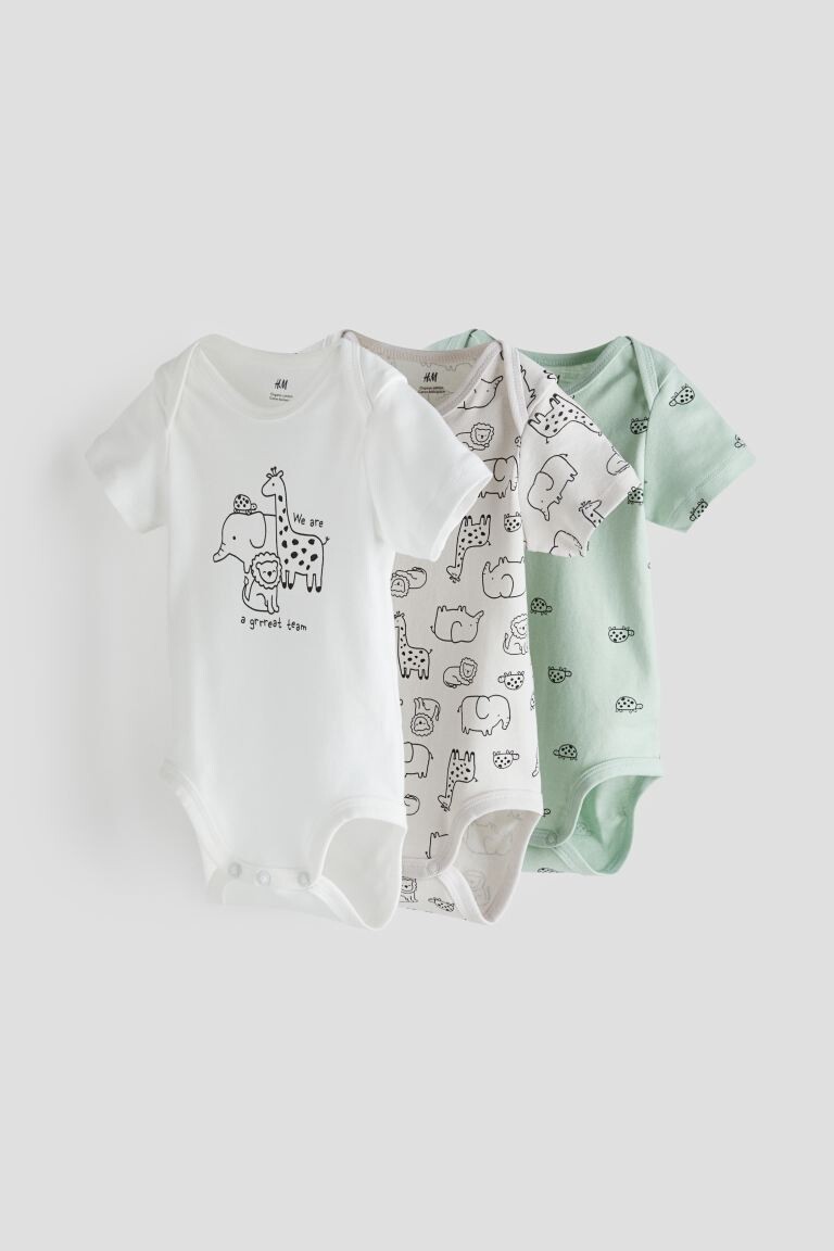 

Комплект из 3 хлопковых боди H&M, белый