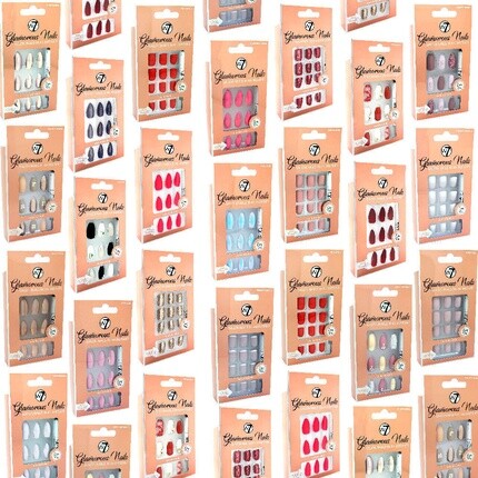 

Гламурные накладные ногти длинные накладные наклеенные на клей яркие цвета блестящая вечеринка W7 Cosmetics