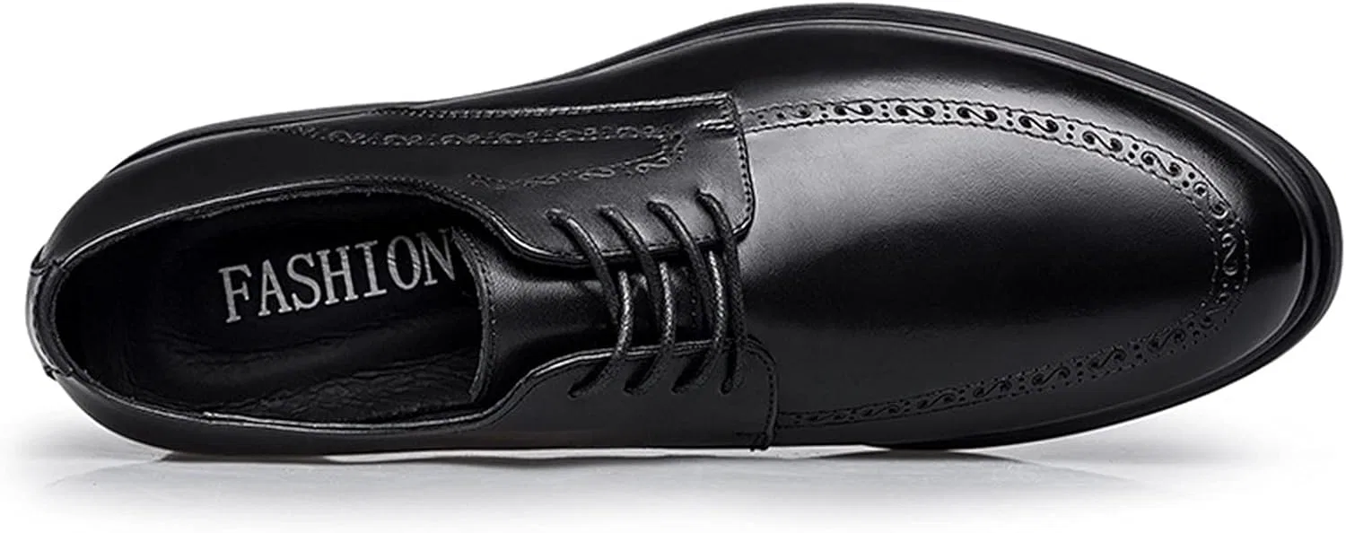 Туфли Schuhe Kleider Oxford für Männer Schnüren runde Schürze Zehenschuhe Leder Gummi Gummi Sole Non Slip Resistant Block Ferse Low Top Hochzeit Generic, Schwarz — фото 4