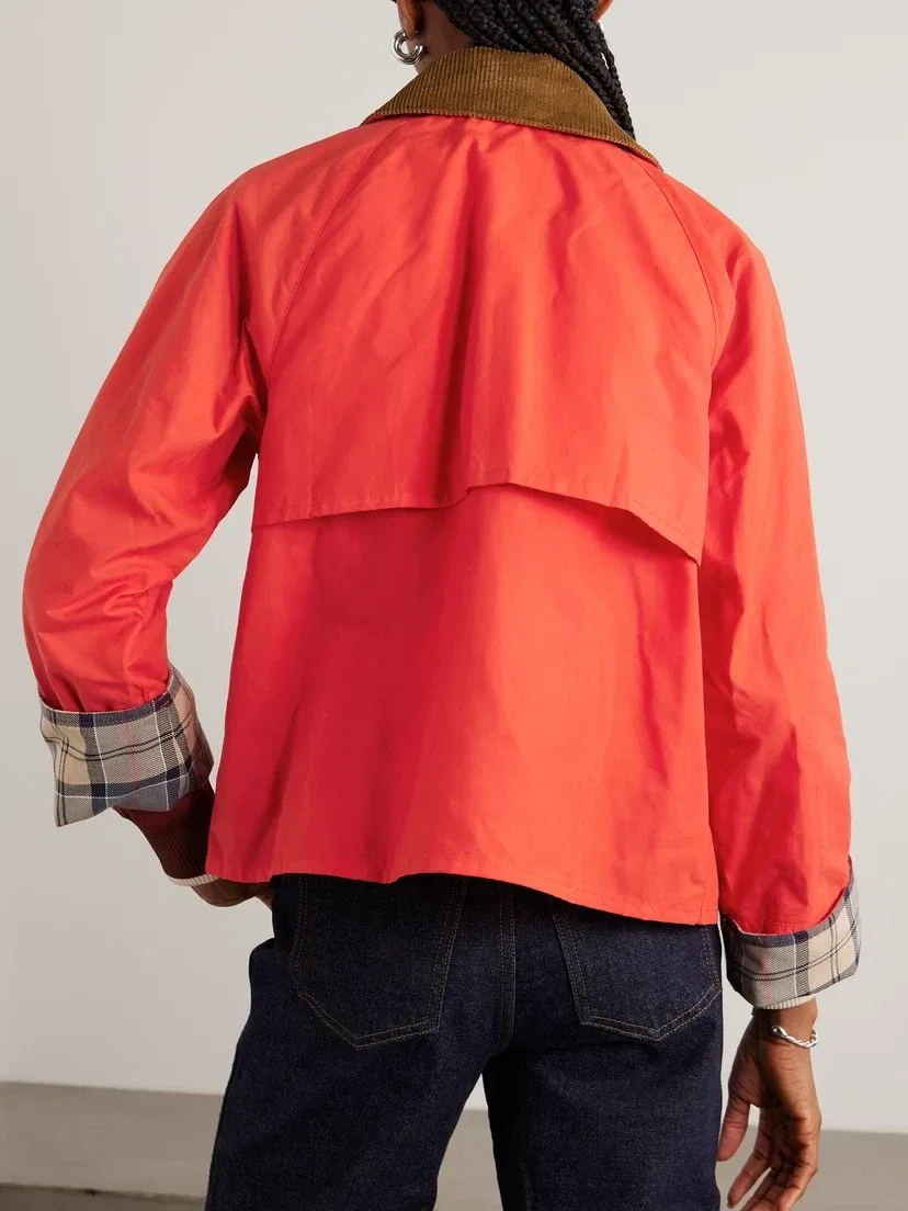 Укороченный жакет из хлопка Mackworth с вельветовой отделкой Barbour, красный — фото 4