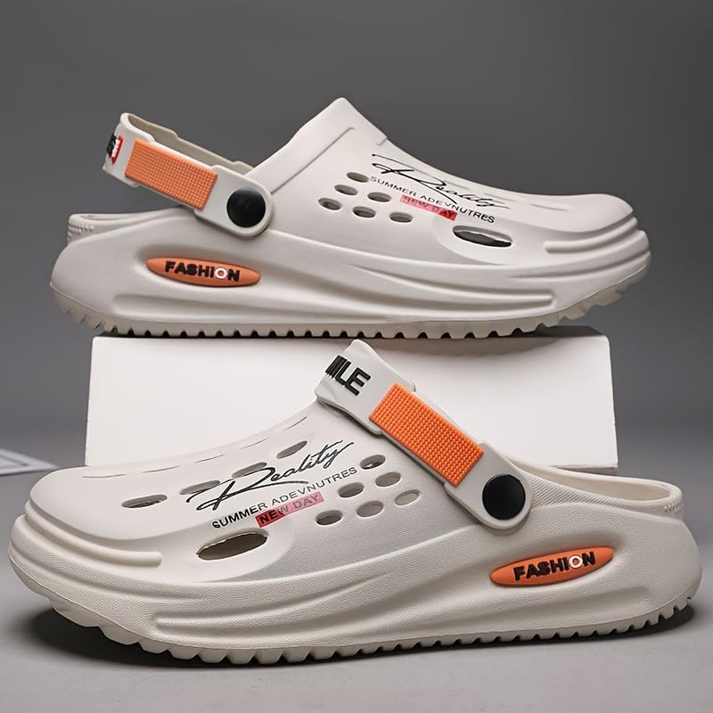 Мужские дышащие сабо без застежки- удобная, нескользящая подошва, летние сандалии на толстой платформе для улицы и сада Hchctry, черный — фото 2