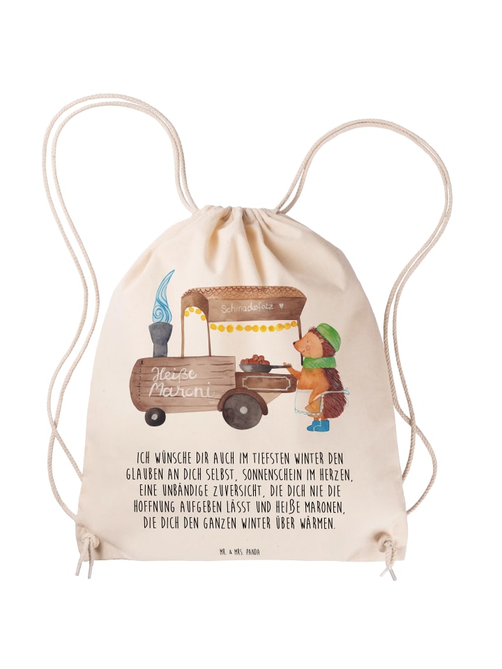 

Mr. & Mrs. Panda Тканевая сумка с изображением ежика и каштана, с надписью кремового цвета