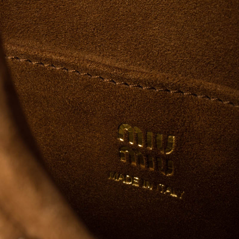 Замшевая сумка-полумесяц handbag women's oak MIU MIU — фото 4