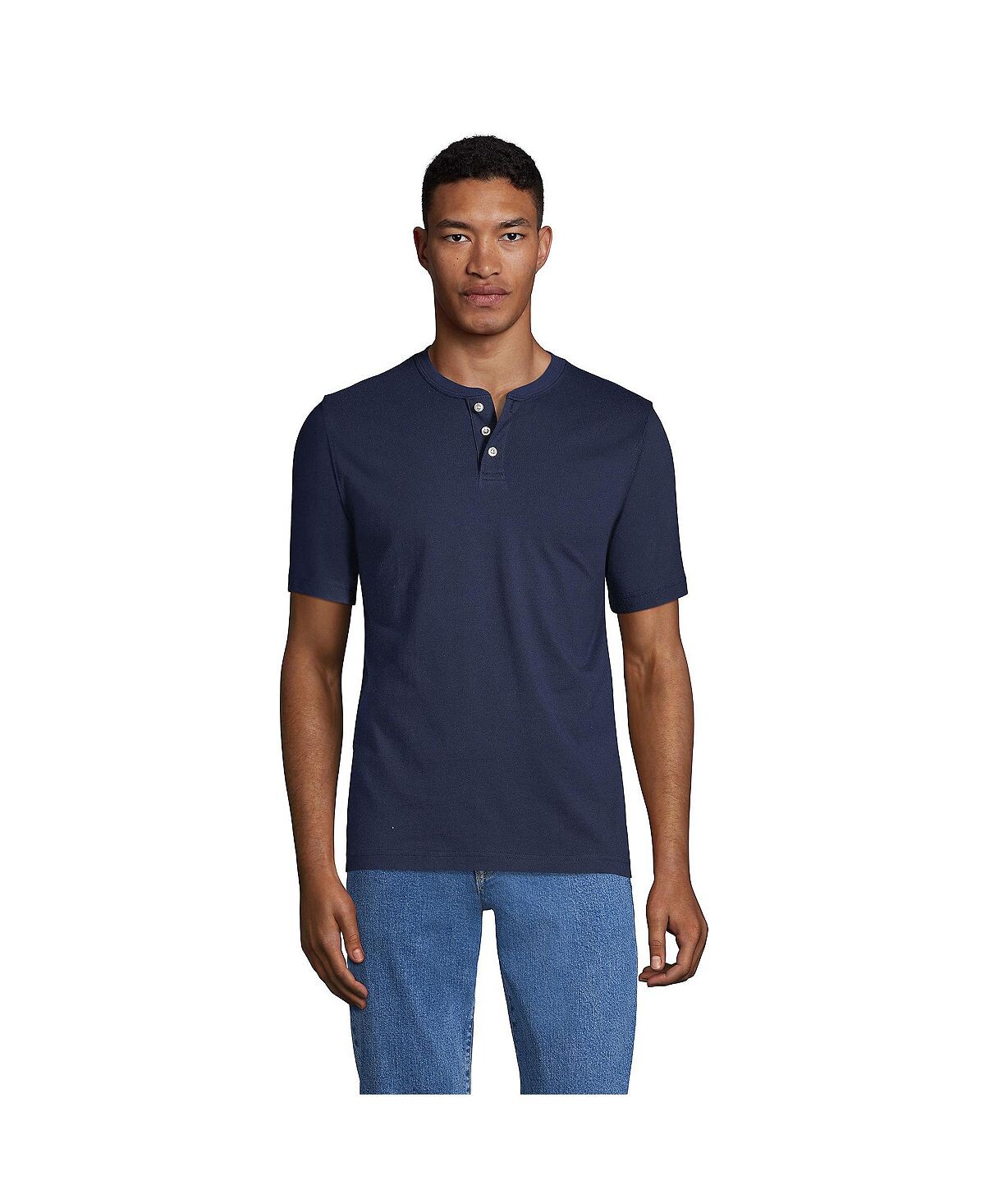 

Мужская футболка Henley Super-T с короткими рукавами Lands' End
