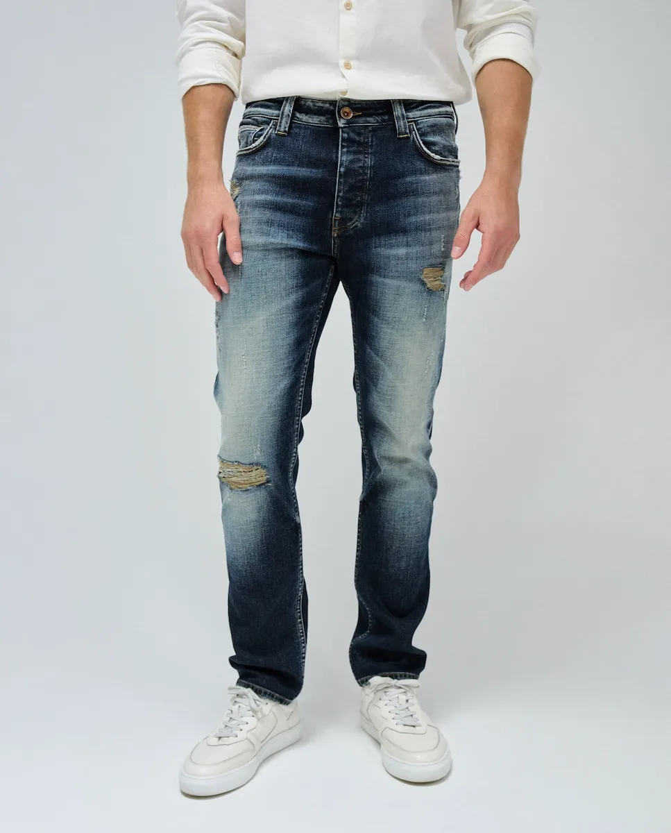 

Мужские джинсы прямого кроя с потертостями Salsa Jeans, синий