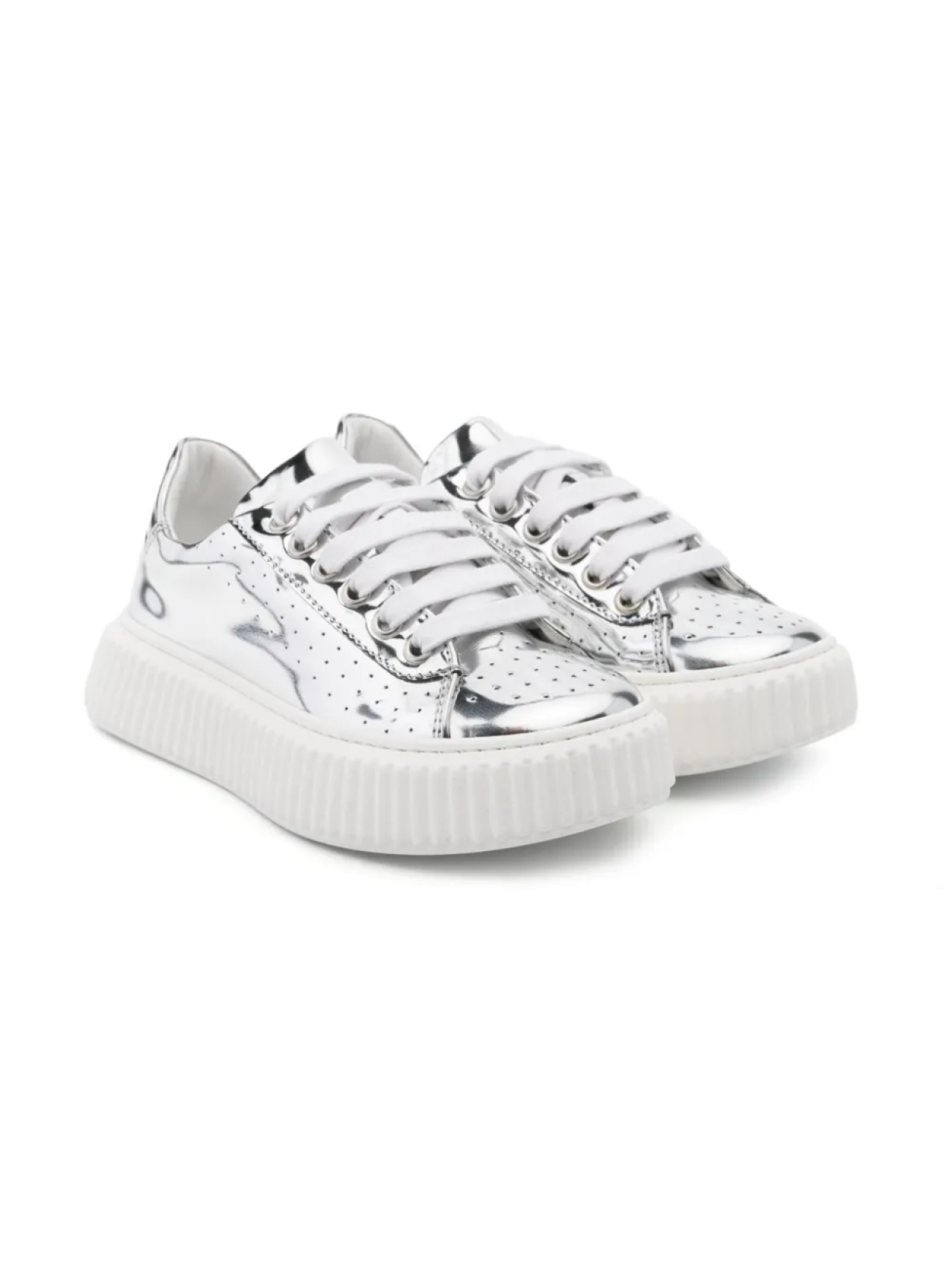 

Кроссовки с металлическим покрытием Marni Kids, серебряный