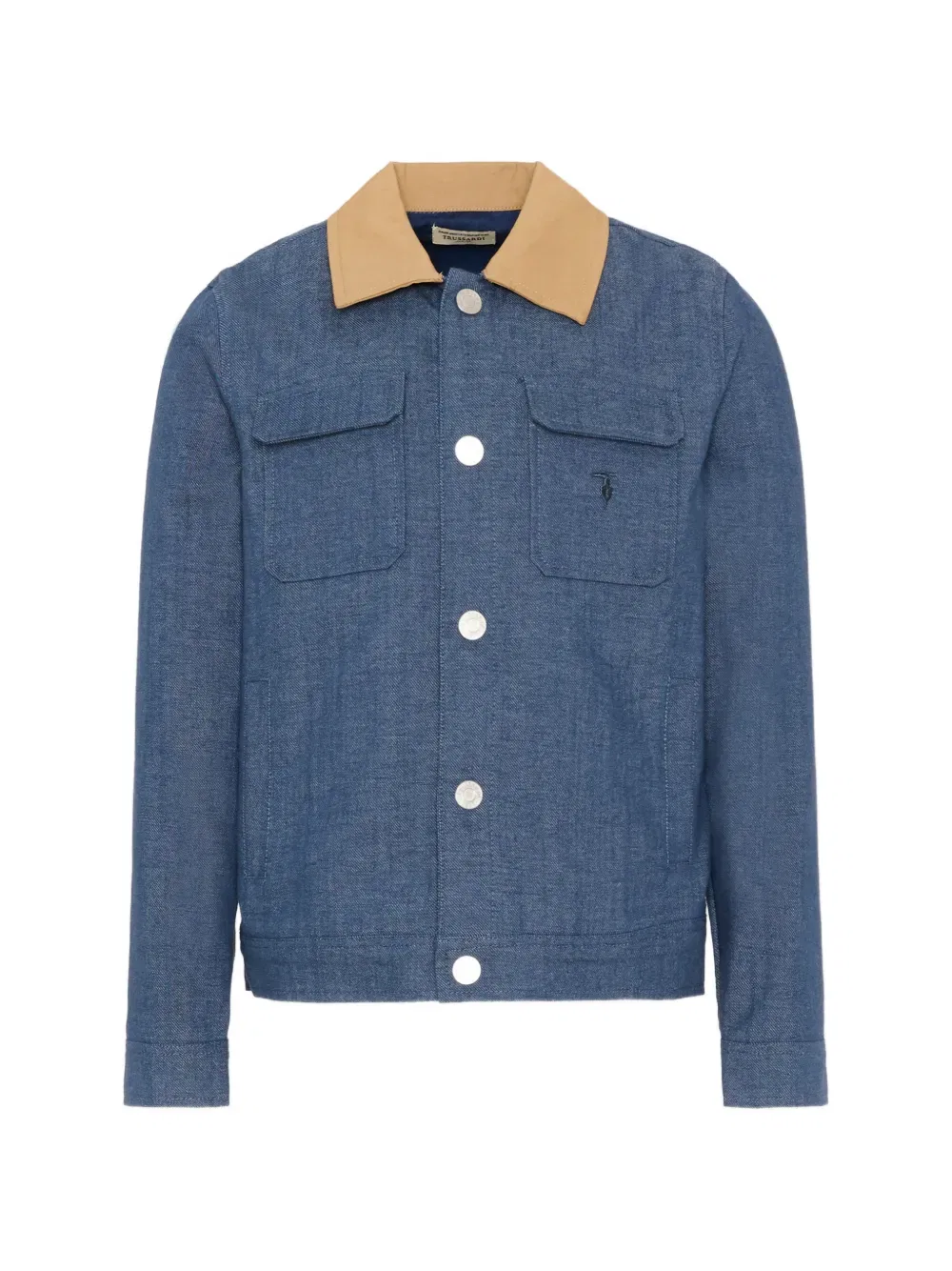 Куртка с воротником, украшенным аппликацией Trussardi Junior, синий