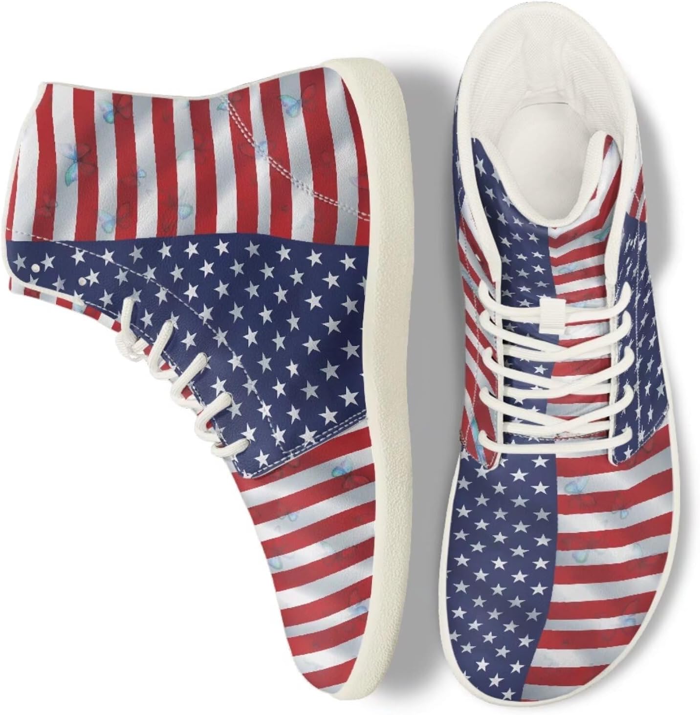 

Кроссовки Belidome High Top для женщин и мужчин, повседневные с плоской подошвой, на шнуровке, противоскользящие, American Flag