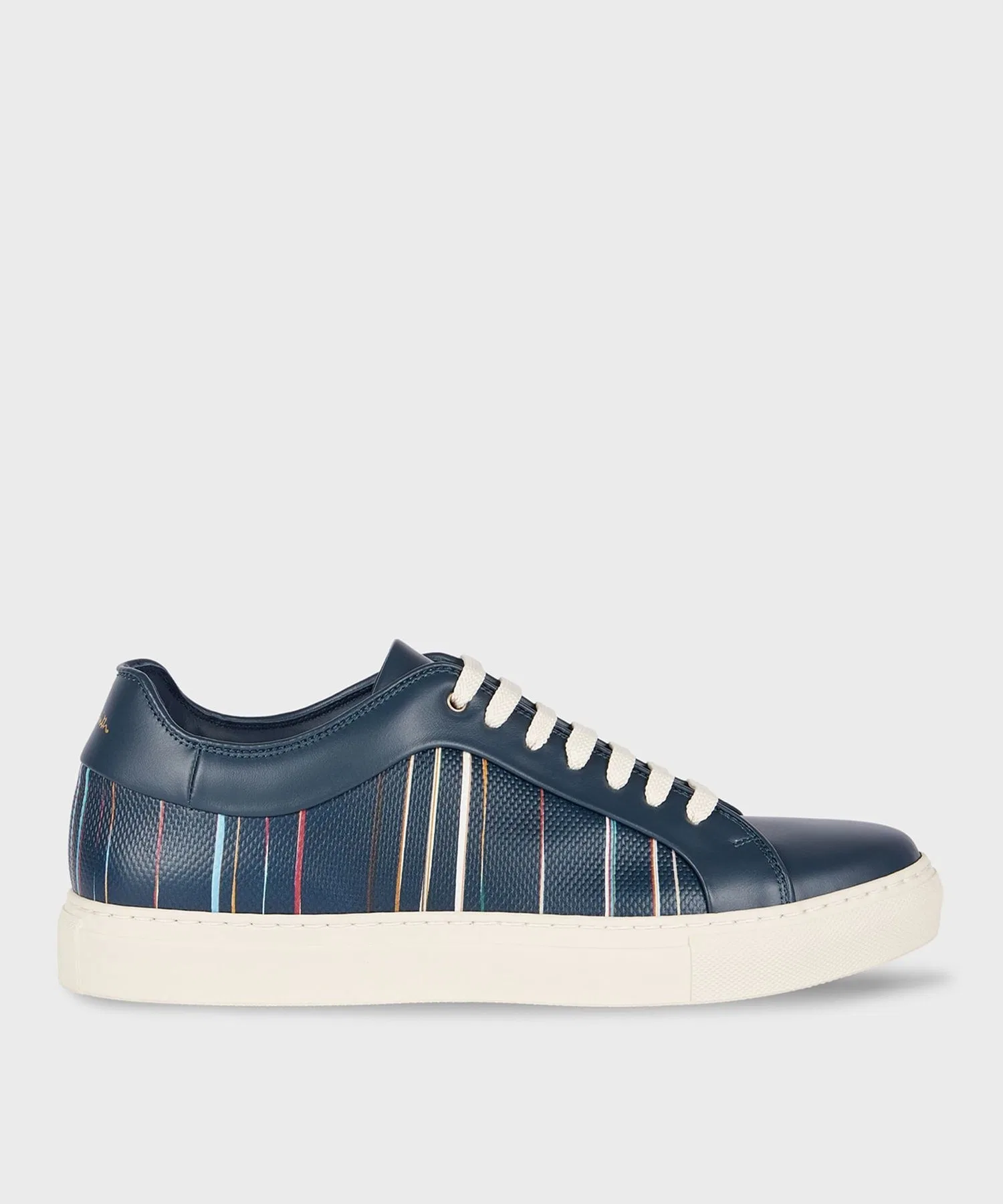 Мужские кожаные кроссовки Paul Smith Signature Pinstripe тёмно-синие