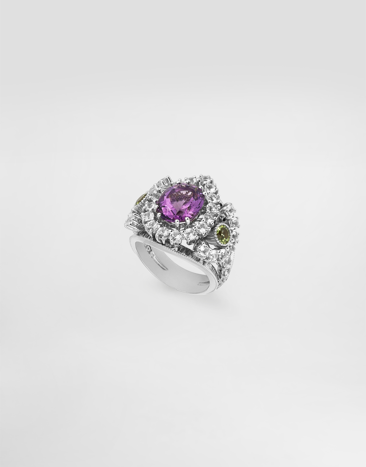 Кольцо eleganza из белого золота 18 карат с аметистом, перидотами и сапфирами Dolce & Gabbana, белый — фото 3