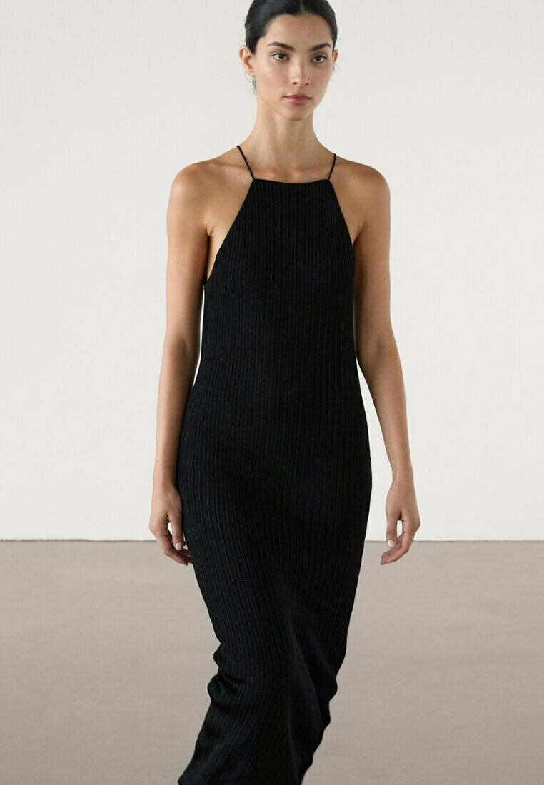 

Трикотажное платье OPEN HALTER Massimo Dutti, черный