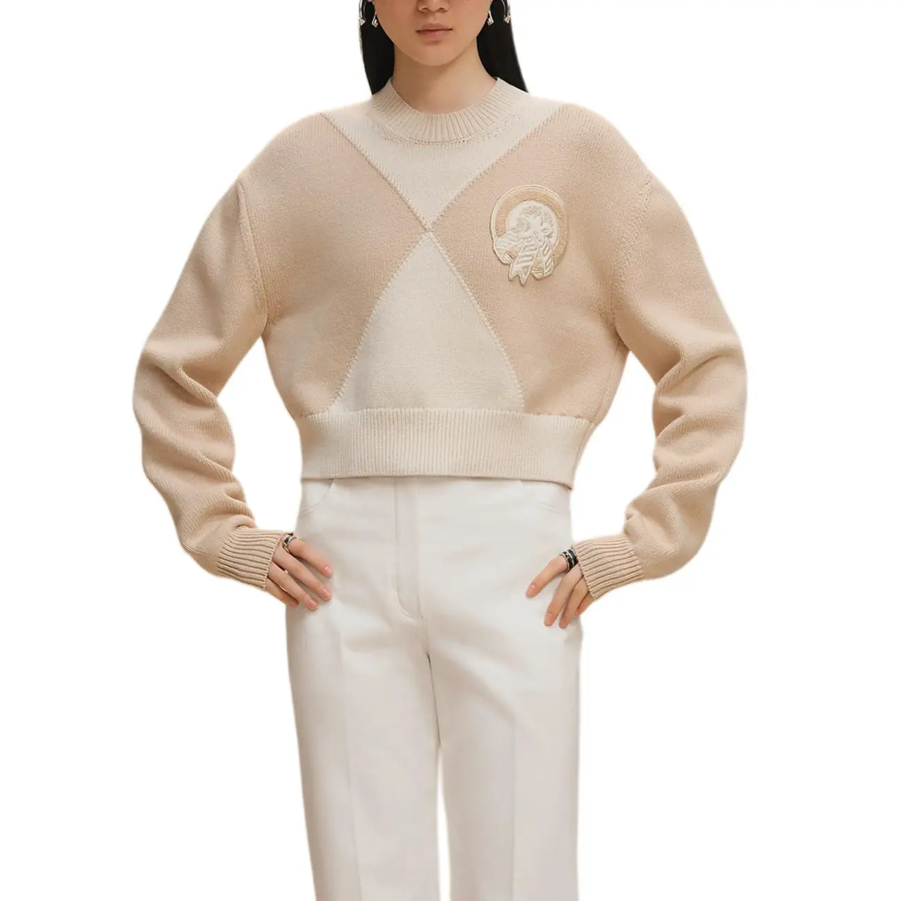 

HERMES Вязаный свитер FW25 женский натуральный белый