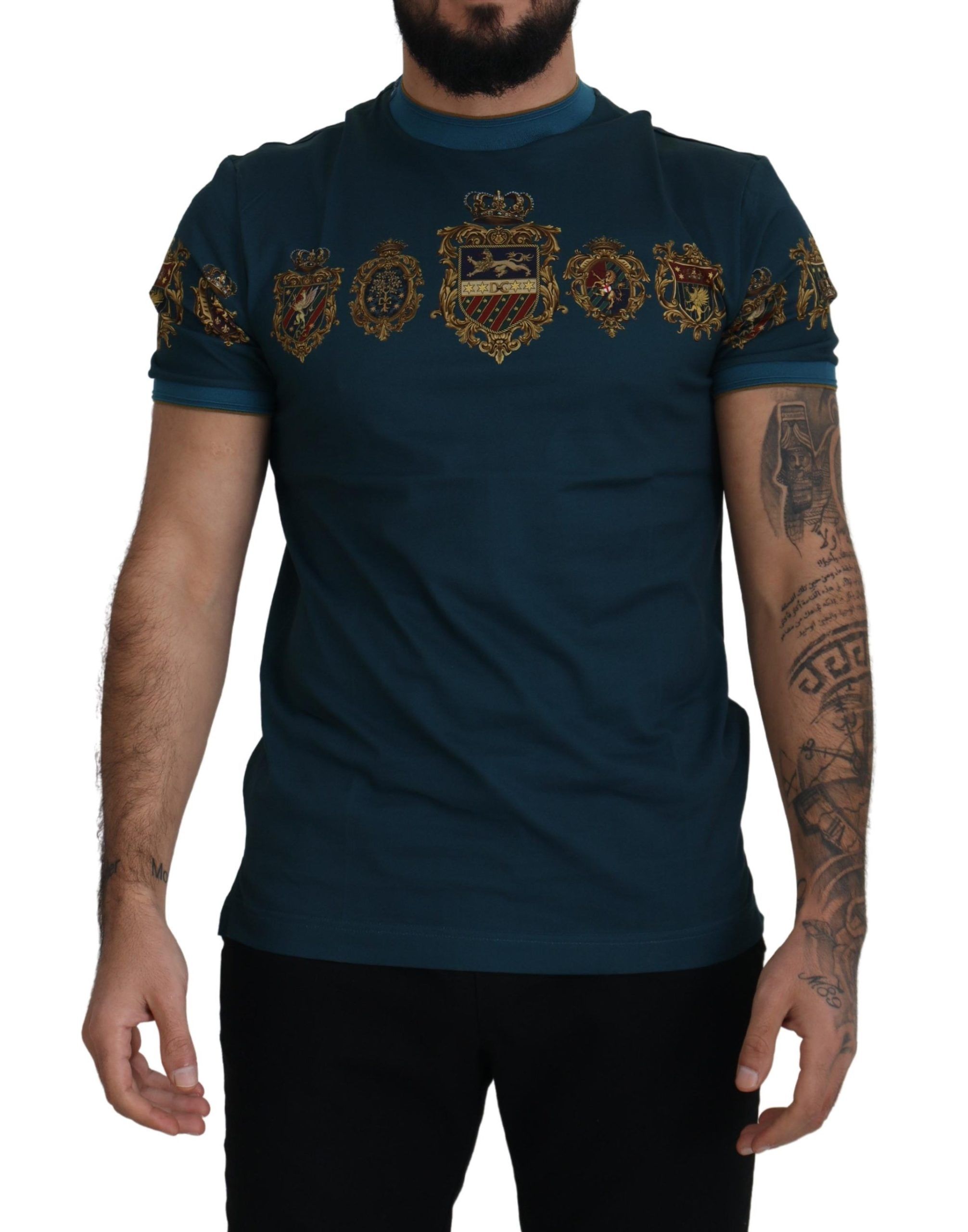 

Футболка с круглым вырезом и принтом королевской короны Dolce & Gabbana, синий