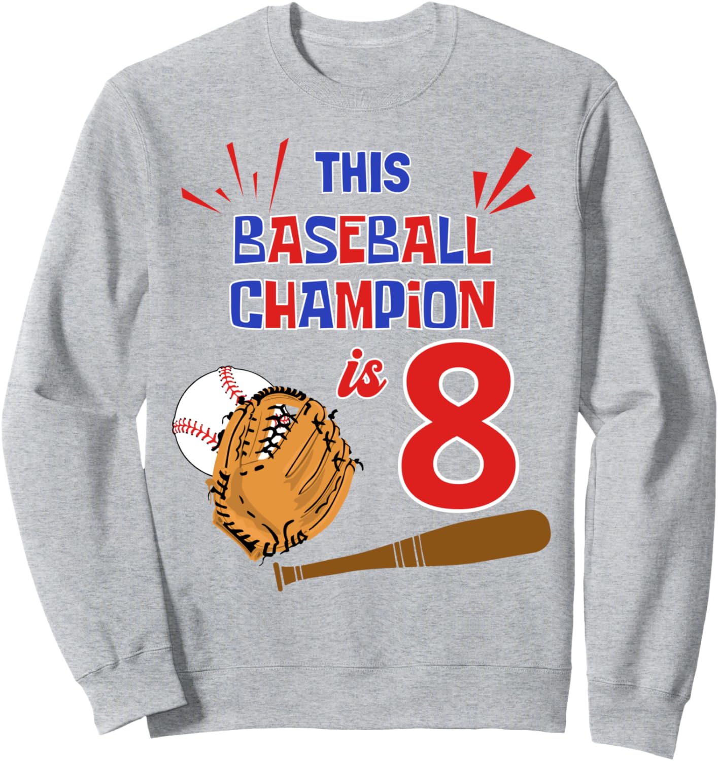 

Эта толстовка с надписью «Этот чемпион бейсбола - 8 лет» для вечеринки в честь 8-летия Family Look Baseball Themed Decorations Gifts, серый