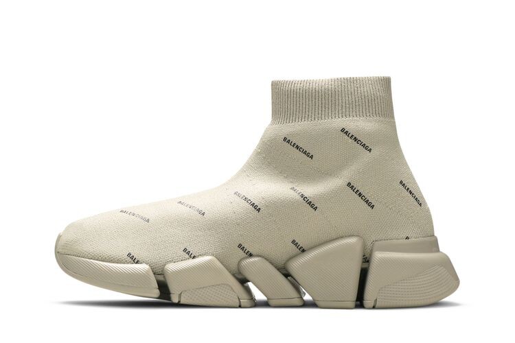 Кроссовки Balenciaga Wmns Speed 2.0 Sneaker Allover Logo - Sand, коричневый — фото 3