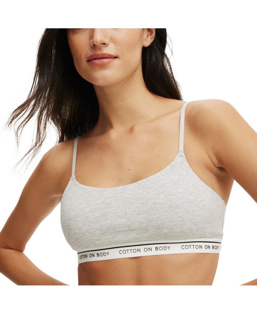 

Женский хлопковый бюстгальтер-топ с вырезом-лодочкой, фирменный брендовый COTTON ON, Grey marle