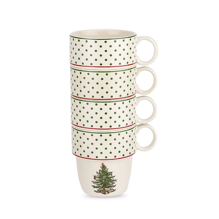 

Штабелируемые кружки Spode Christmas Tree в горошек, набор из 4 шт, зеленый