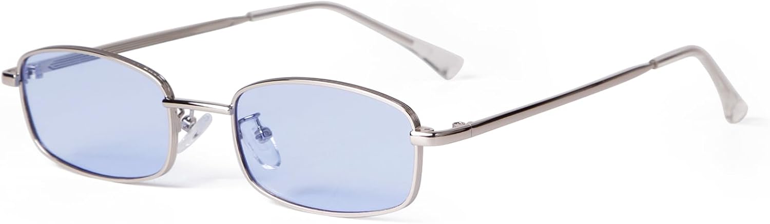 

Солнцезащитные очки SORVINO маленького размера, узкие, прямоугольной формы, для женщин и мужчин, в стиле ретро Y2K, металлическая оправа, 90-е, тонкие, Silver/Light Blue