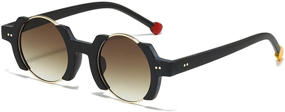 

Популярные модные круглые женские солнцезащитные очки в стиле панк, ретро-очки с заклепками, мужские модные желто-синие солнцезащитные очки с градиентным переходом цвета и защитой от УФ-излучения UV400 SKFGNX, Matte Black Tea