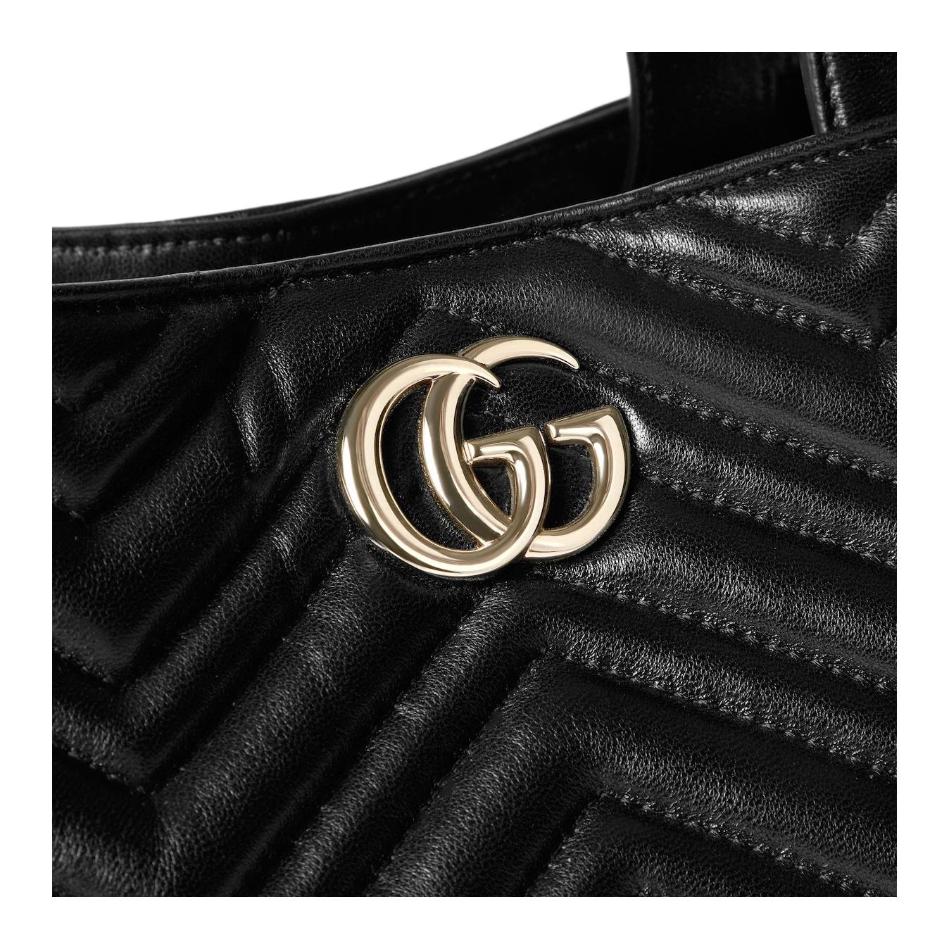Женская сумка-шоппер Gucci Marmont из овчины, черная — фото 4