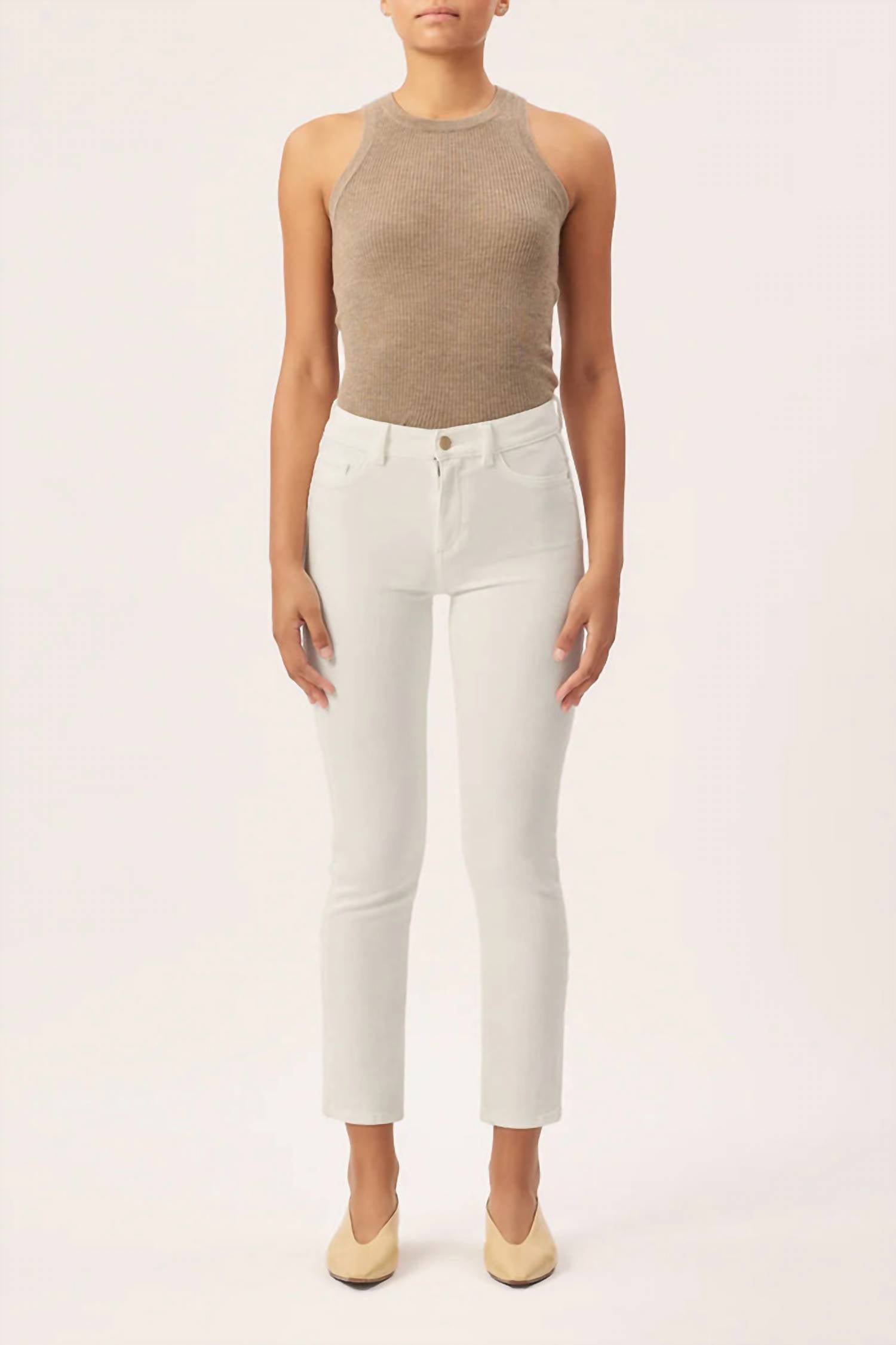 

Джинсы Mara Straight Ankle Jeans белого цвета с потертостями DL1961 - Women's