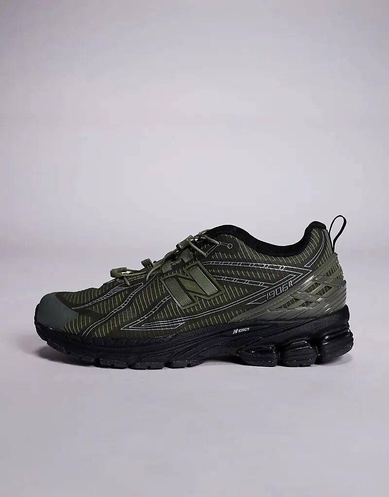 Кроссовки New Balance 1906 с застежкой-молнией в оливково-зеленом и черном цветах — фото 2