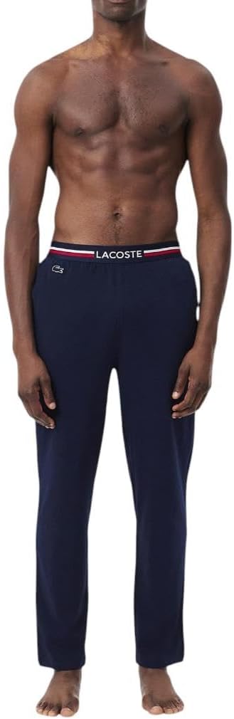 

Мужские пижамные брюки Lacoste Cotton Stretch с триколорной резинкой, Navy Blue