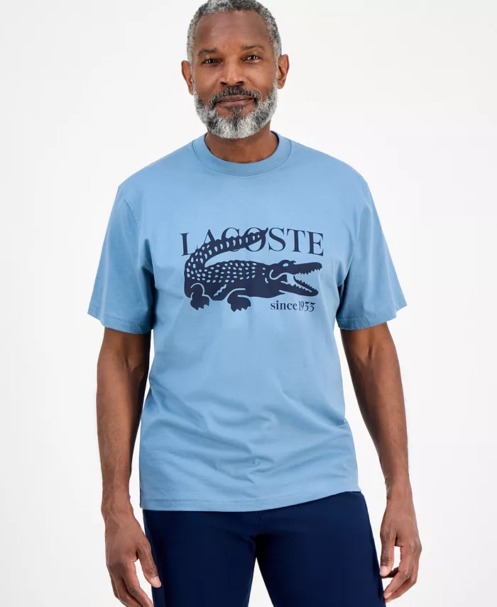 

Мужская футболка классического кроя с логотипом крокодила Lacoste, белый