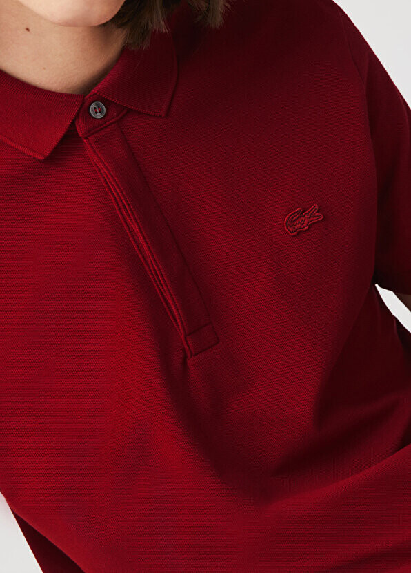 Мужская футболка-поло regular fit бордово-красная paris paris Lacoste — фото 4