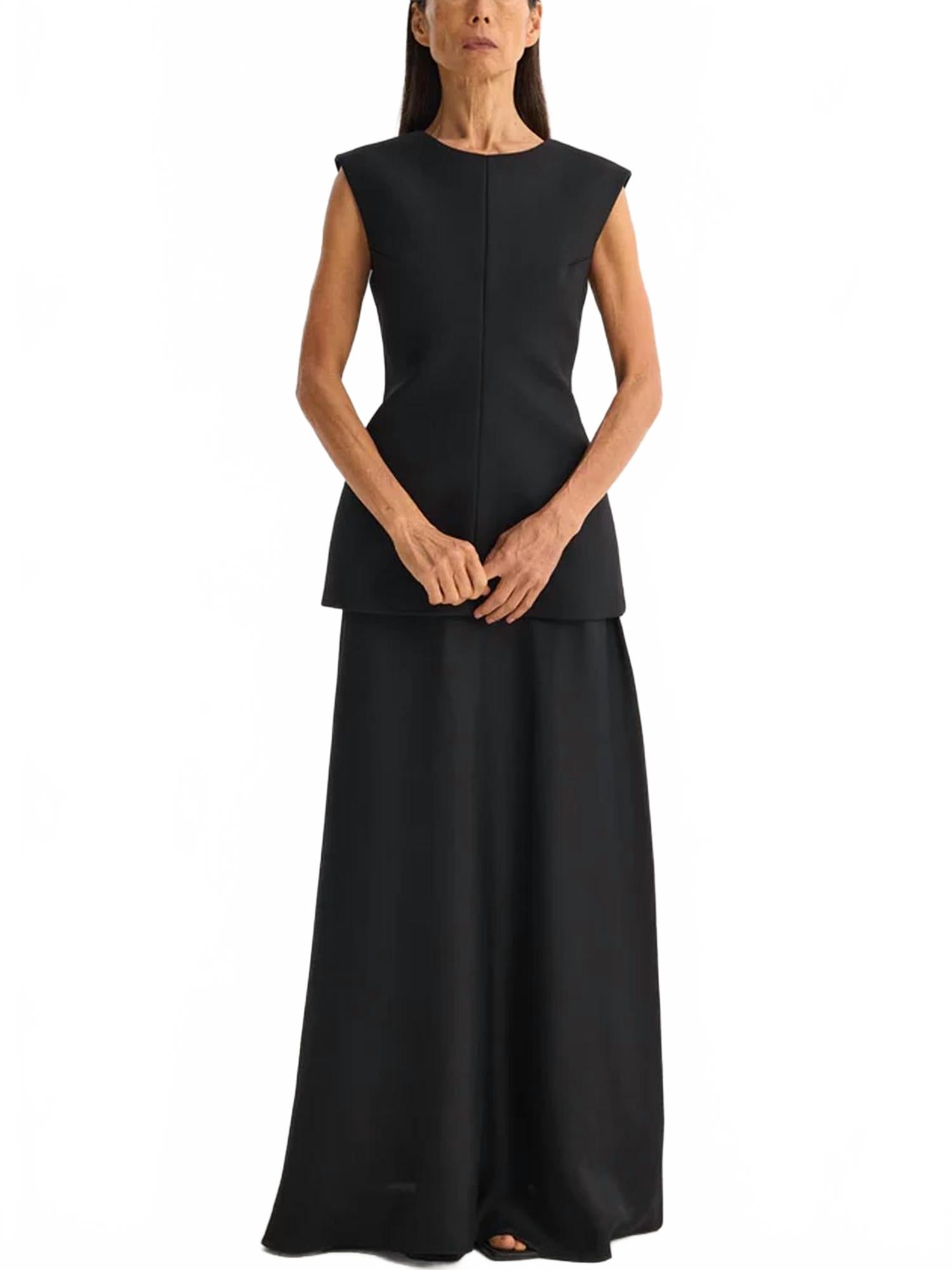 

Черное платье-юбка с открытой спинкой и вставками из шелка ROHE