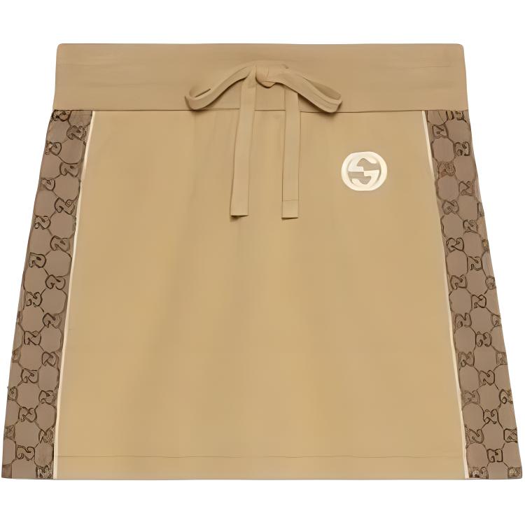 

SS24 Повседневная короткая юбка женская цвета кэмел GUCCI, Camel