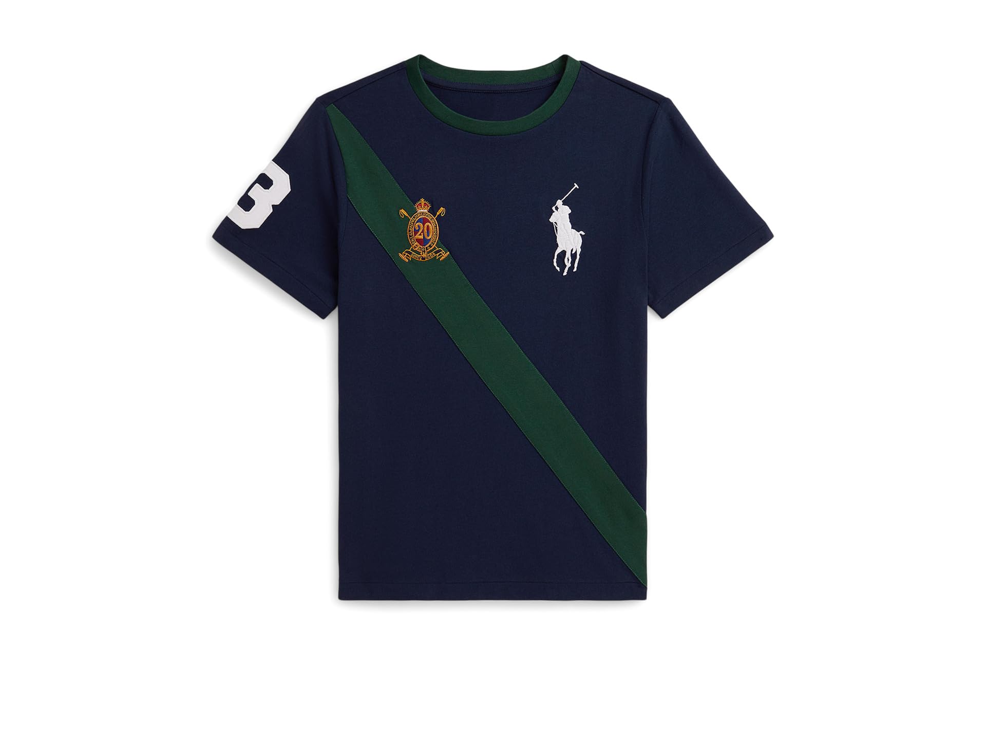 

Футболка Polo Ralph Lauren Kids Big Pony 20th Anniversary Crest Tee, цвет Newport Navy/Vintage Pine