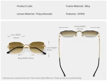 

Женские солнцезащитные очки без оправы, модные, с алмазной огранкой, градиентные, ретро, ​​для путешествий, с защитой от УФ-излучения UV400 MTZJH, C04 Gold Clear