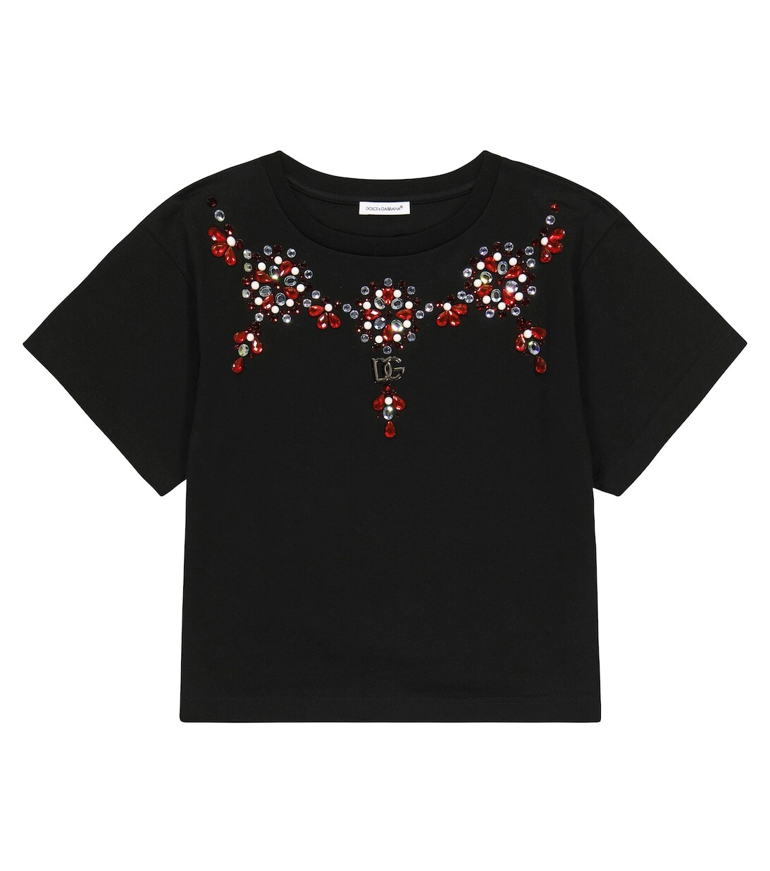 

Хлопковая футболка с кристаллами Dolce&Gabbana, черный