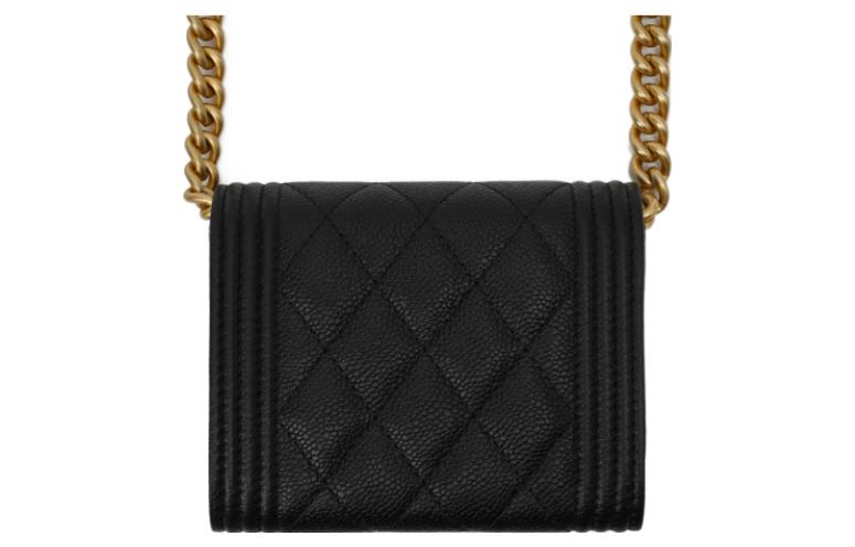 Leboy Grain Embossed Calfskin Кошелек для монет, Сумка через плечо, Кросс-боди CHANEL Женская Черная — фото 4
