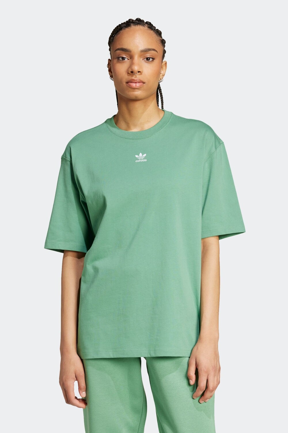 

Футболка Boyfriend из 100% хлопка, базовая модель Adidas Originals, зеленый