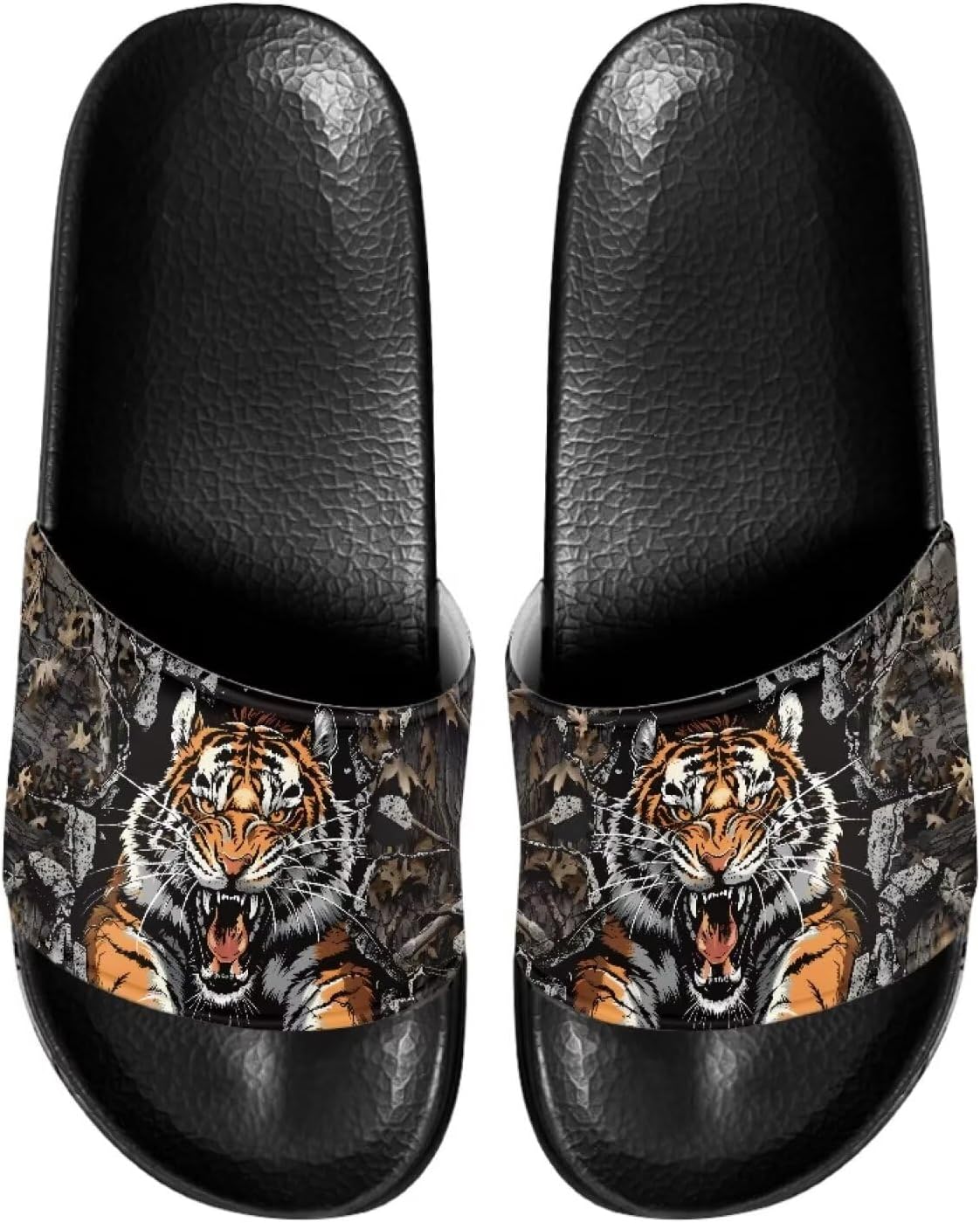 

Мужские шлепанцы для душа Kathyboom, комфортные сандалии с открытым носком, нескользящие, плоские, домашние тапочки, Tiger