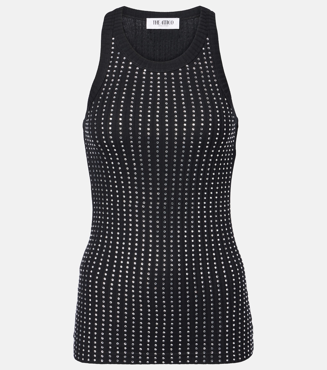 

Майка из ребристой вязки, украшенная кристаллами The Attico, черный