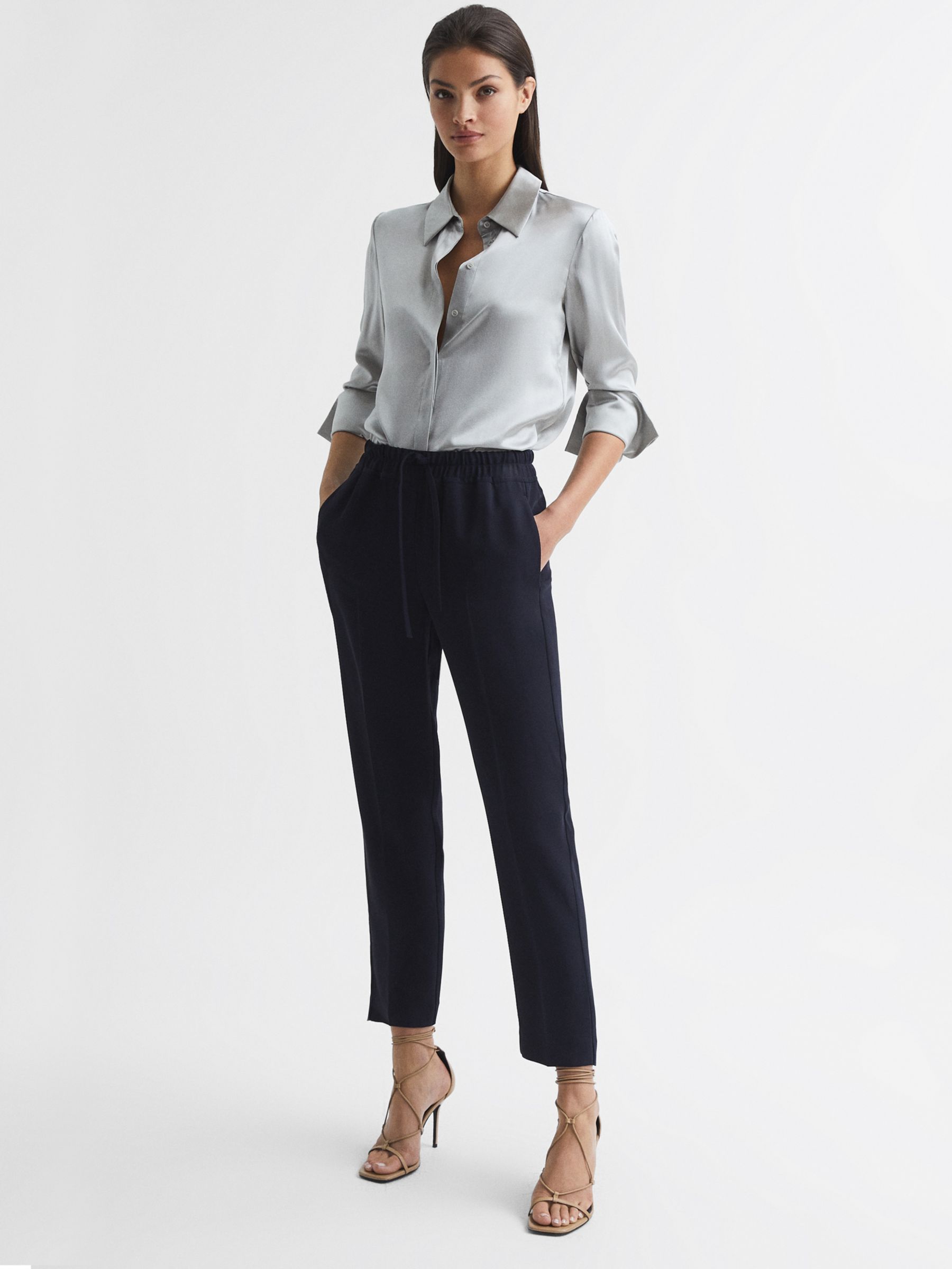 

Брюки Reiss Hailey Ankle Grazer, темно-синие, Синий, Брюки Reiss Hailey Ankle Grazer, темно-синие