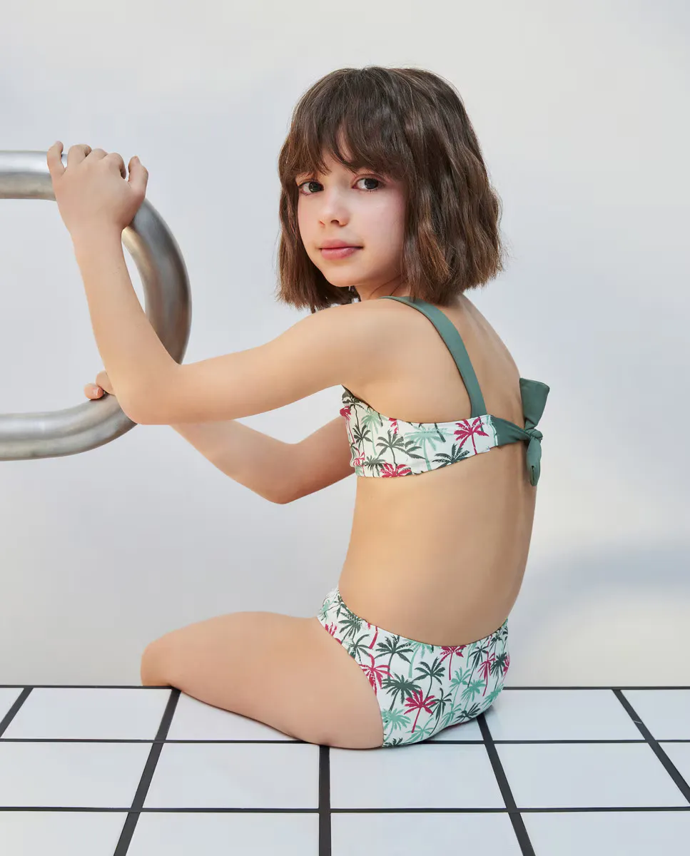 

Бикини для девочки с принтом пальмы Kids El Corte Inglés, белый