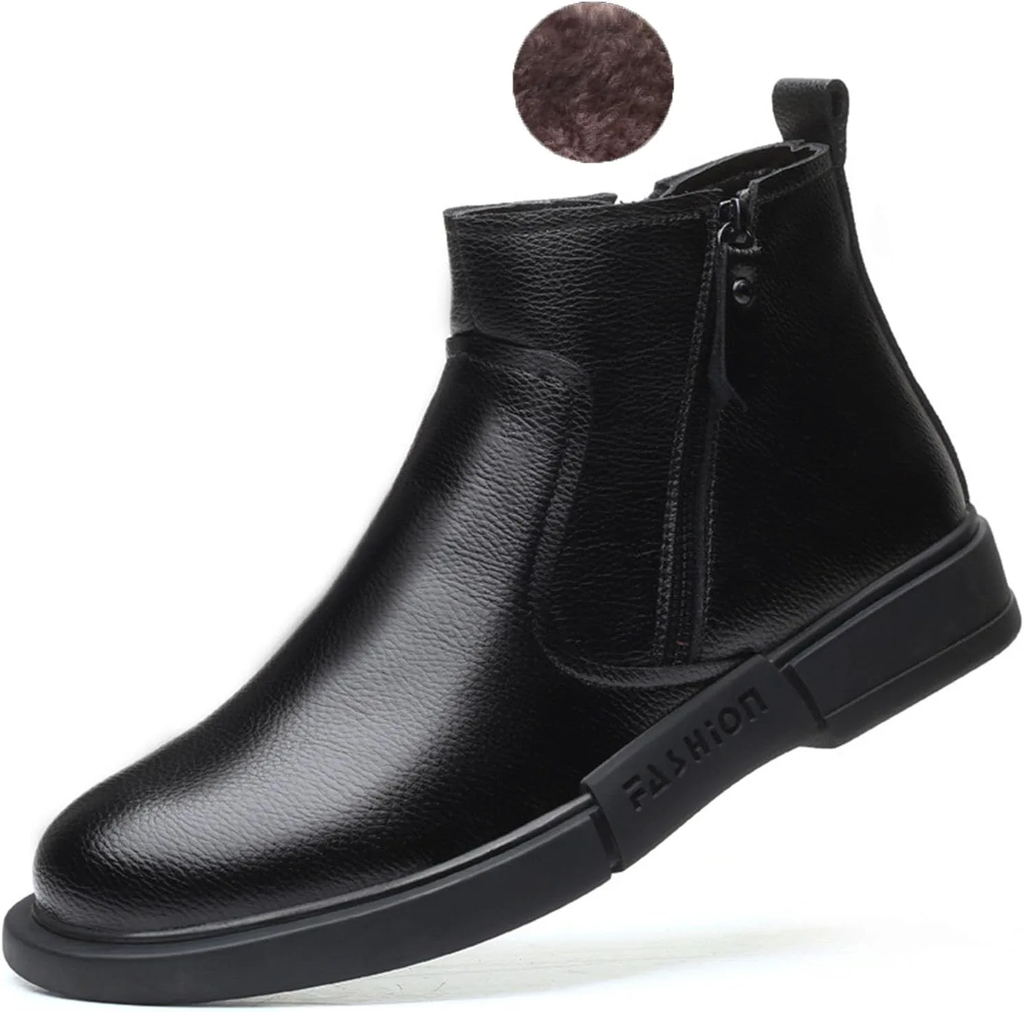 

Мужские кожаные ботинки Myallfeet с плоской подошвой, боковой молнией, стиль Чукка, классический модный средний верх, рабочие и деловые ботинки, удобные и нескользящие, ботинки-Челси, черный