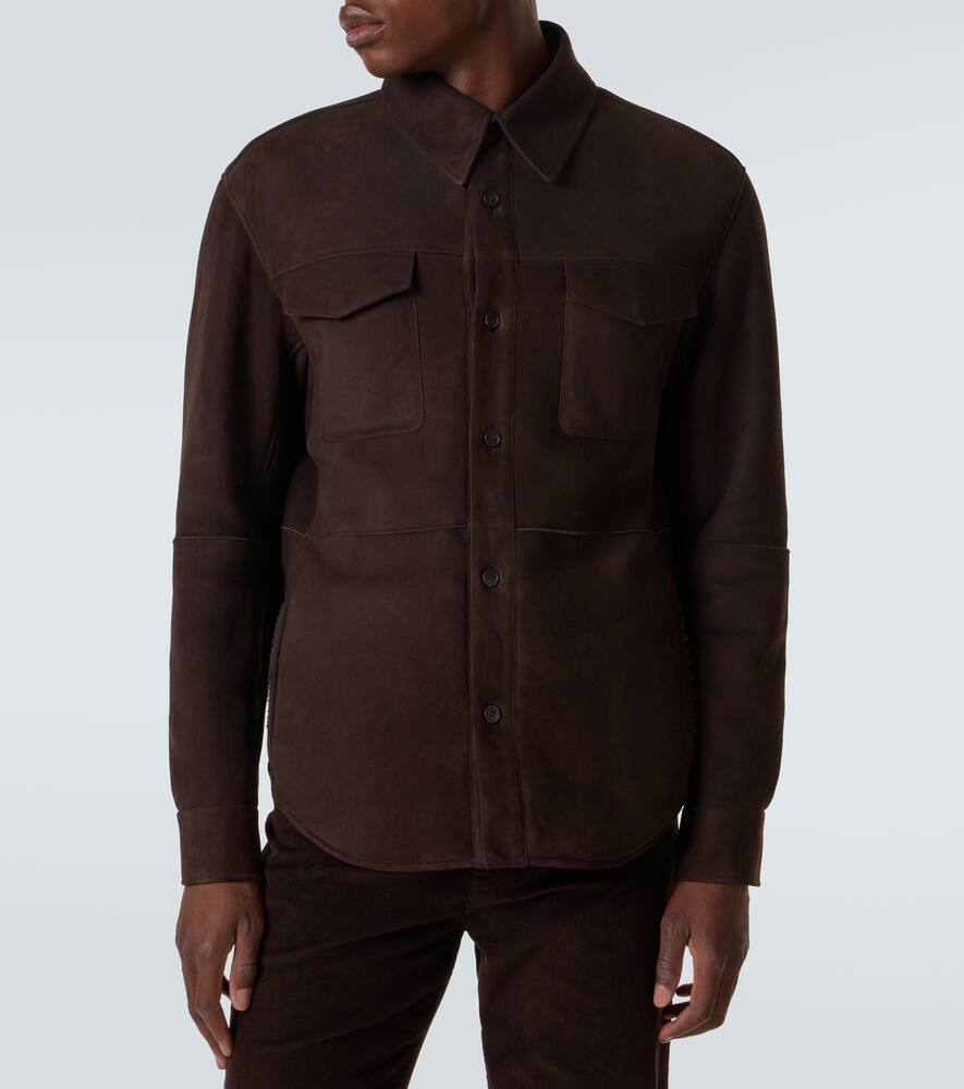 Бенто куртка из замши с подкладкой из овчины The Row, Dark Brown — фото 3