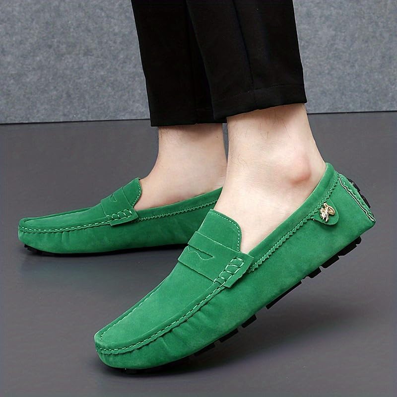 Мужские мокасины Penny Loafer, водительские туфли, удобные нескользящие слипоны, мужская обувь на все сезоны Hhhchpm, зеленый — фото 4
