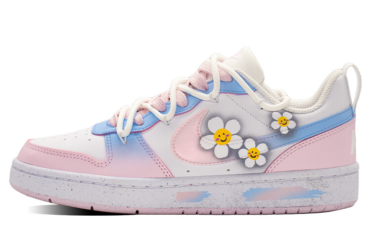 

Кроссовки Nike Court Borough Skateboard Shoes Women's Low-Top White Pink, розовый