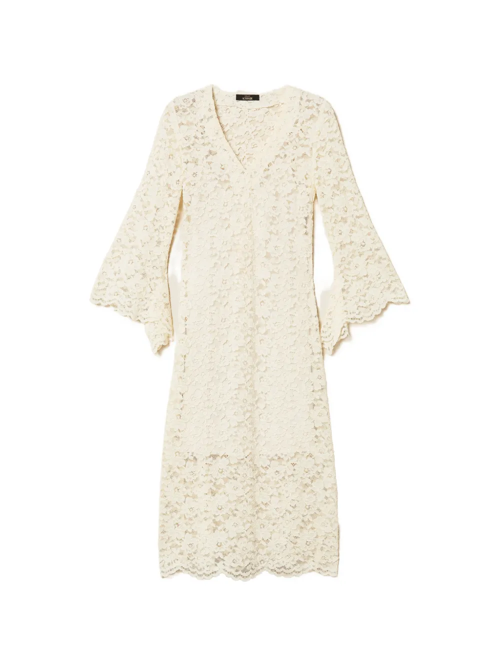 

Кружевное расклешенное миди-платье Twinset, бежевый