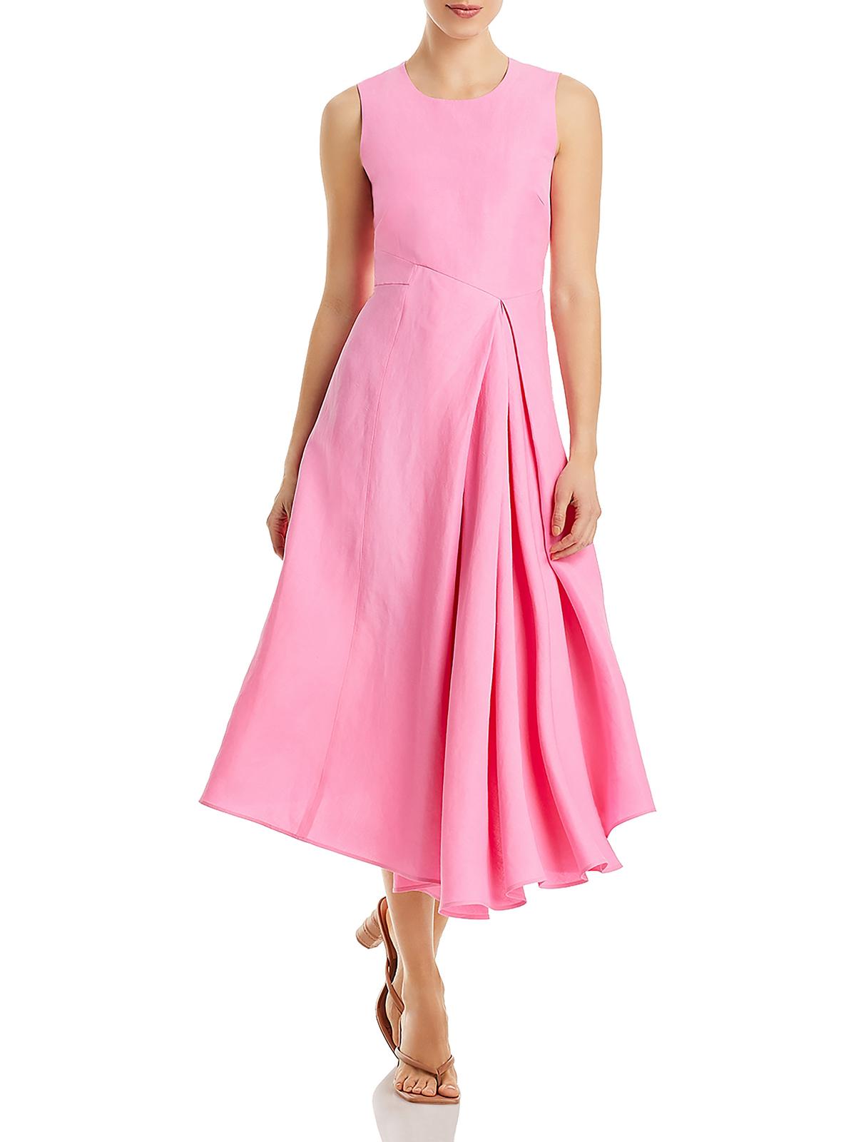 

Женское шелковое льняное платье-трапеция Lafayette 148, цвет pink madder