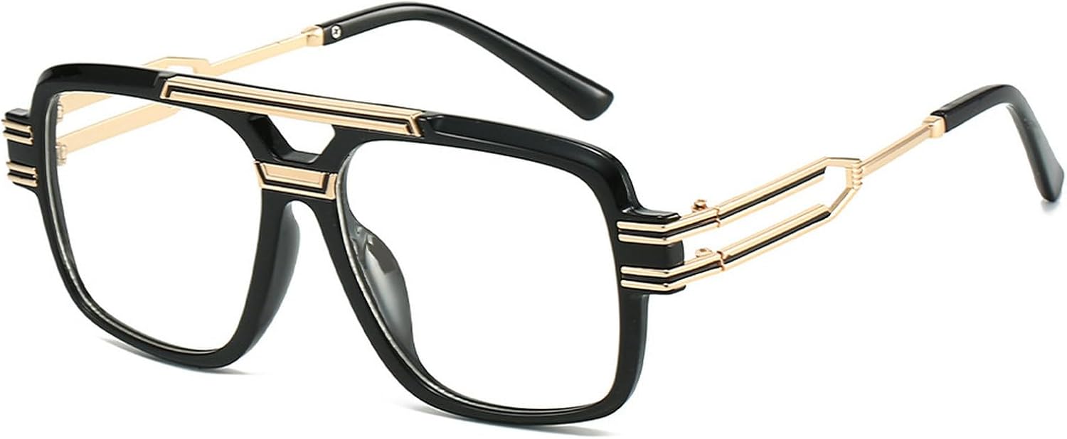 

Модные женские солнцезащитные очки в крупной квадратной оправе 2025 года, градиентные очки, стильные аксессуары для женщин, металлические декоративные элементы mincl, Black Clear